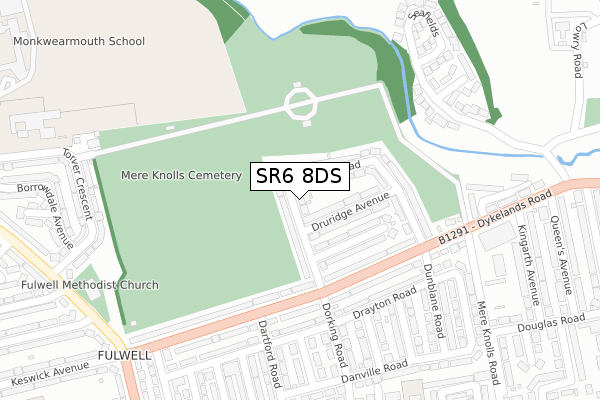 SR6 8DS map - large scale - OS Open Zoomstack (Ordnance Survey)