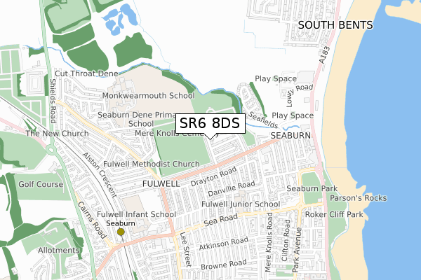 SR6 8DS map - small scale - OS Open Zoomstack (Ordnance Survey)