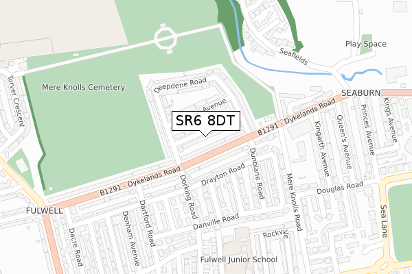 SR6 8DT map - large scale - OS Open Zoomstack (Ordnance Survey)
