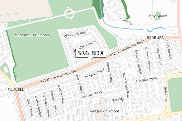 SR6 8DX map - large scale - OS Open Zoomstack (Ordnance Survey)