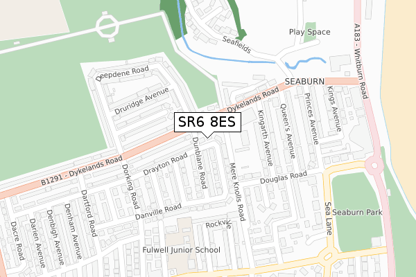 SR6 8ES map - large scale - OS Open Zoomstack (Ordnance Survey)