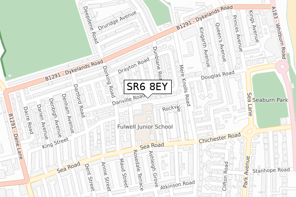 SR6 8EY map - large scale - OS Open Zoomstack (Ordnance Survey)