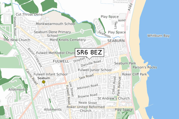 SR6 8EZ map - small scale - OS Open Zoomstack (Ordnance Survey)