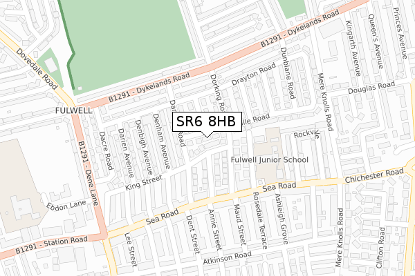 SR6 8HB map - large scale - OS Open Zoomstack (Ordnance Survey)