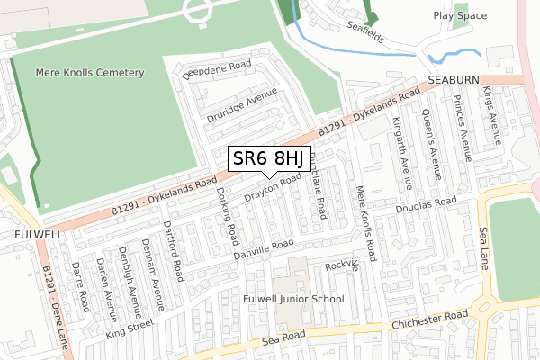 SR6 8HJ map - large scale - OS Open Zoomstack (Ordnance Survey)