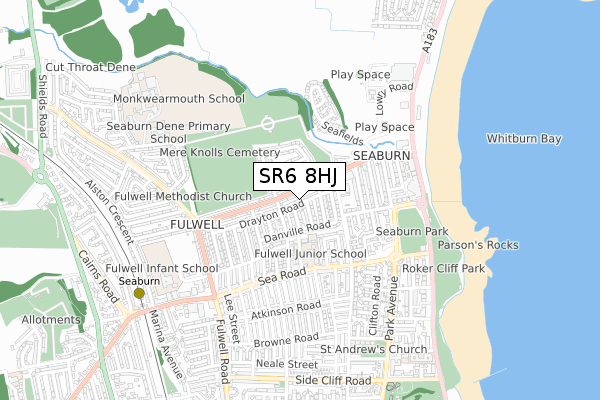 SR6 8HJ map - small scale - OS Open Zoomstack (Ordnance Survey)