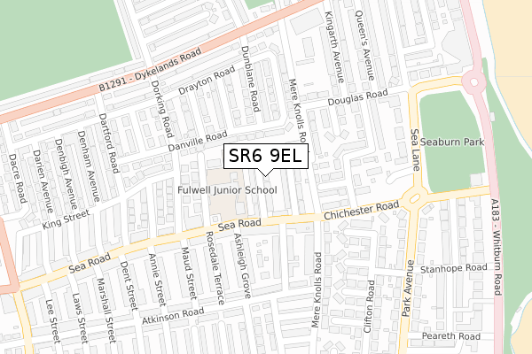 SR6 9EL map - large scale - OS Open Zoomstack (Ordnance Survey)