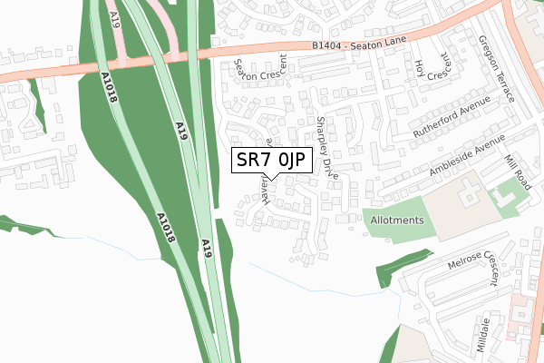 SR7 0JP map - large scale - OS Open Zoomstack (Ordnance Survey)