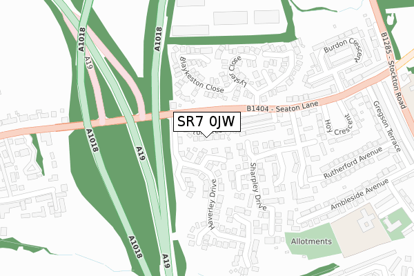 SR7 0JW map - large scale - OS Open Zoomstack (Ordnance Survey)