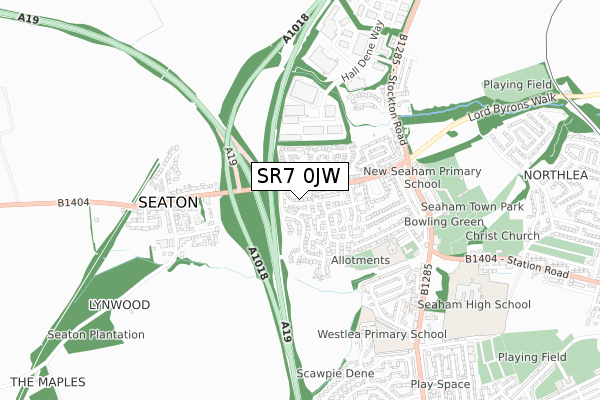 SR7 0JW map - small scale - OS Open Zoomstack (Ordnance Survey)