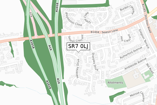 SR7 0LJ map - large scale - OS Open Zoomstack (Ordnance Survey)