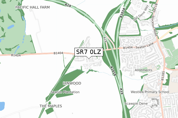 SR7 0LZ map - small scale - OS Open Zoomstack (Ordnance Survey)