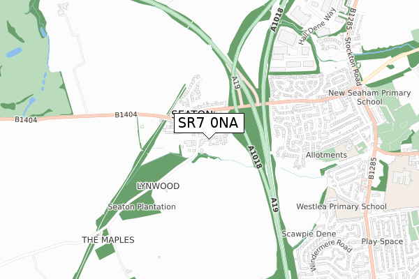 SR7 0NA map - small scale - OS Open Zoomstack (Ordnance Survey)