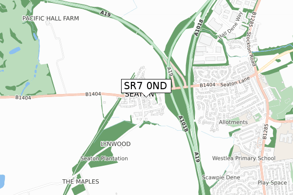 SR7 0ND map - small scale - OS Open Zoomstack (Ordnance Survey)