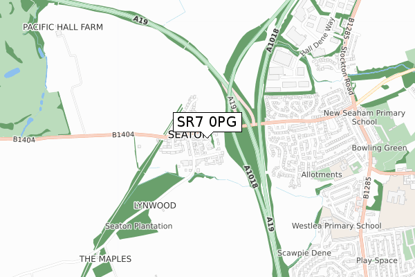 SR7 0PG map - small scale - OS Open Zoomstack (Ordnance Survey)