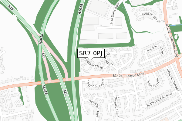 SR7 0PJ map - large scale - OS Open Zoomstack (Ordnance Survey)