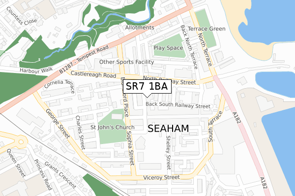 SR7 1BA map - large scale - OS Open Zoomstack (Ordnance Survey)