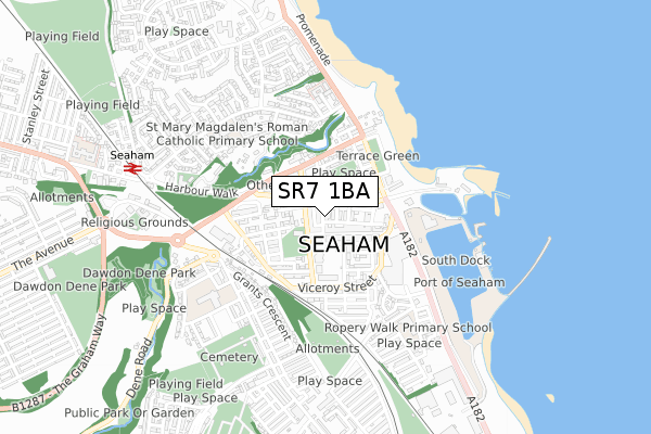 SR7 1BA map - small scale - OS Open Zoomstack (Ordnance Survey) SR7 1BA map - small scale - OS Open Zoomstack (Ordnance Survey)