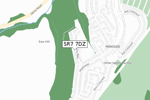 SR7 7DZ map - large scale - OS Open Zoomstack (Ordnance Survey)