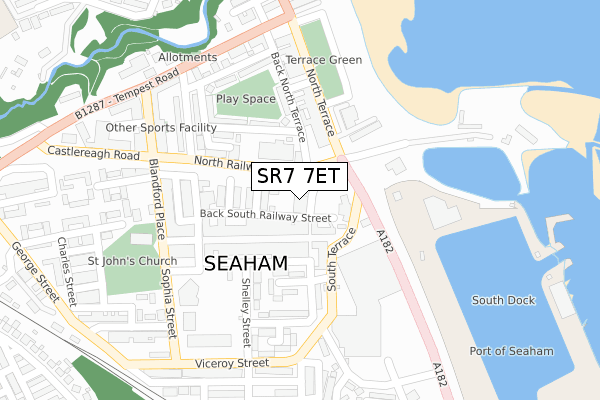 SR7 7ET map - large scale - OS Open Zoomstack (Ordnance Survey)