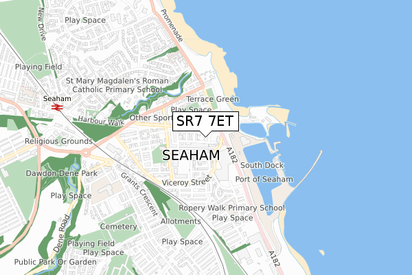 SR7 7ET map - small scale - OS Open Zoomstack (Ordnance Survey) SR7 7ET map - small scale - OS Open Zoomstack (Ordnance Survey)