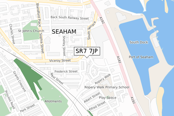 SR7 7JP map - large scale - OS Open Zoomstack (Ordnance Survey)