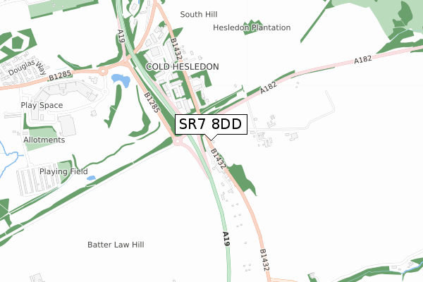 SR7 8DD map - small scale - OS Open Zoomstack (Ordnance Survey)