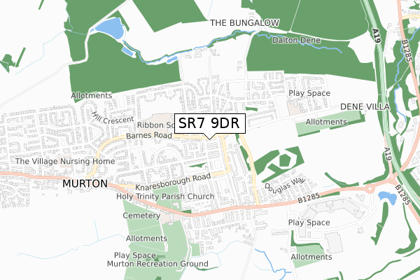 SR7 9DR map - small scale - OS Open Zoomstack (Ordnance Survey)