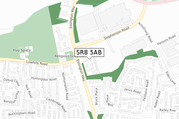 SR8 5AB map - large scale - OS Open Zoomstack (Ordnance Survey)