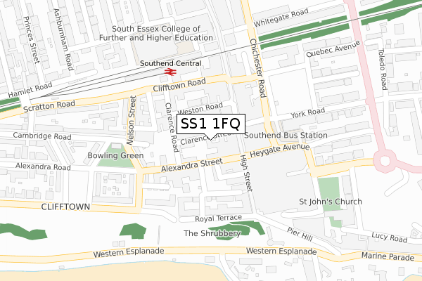 SS1 1FQ map - large scale - OS Open Zoomstack (Ordnance Survey) SS1 1FQ map - large scale - OS Open Zoomstack (Ordnance Survey)