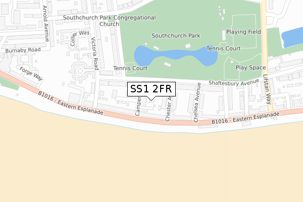 SS1 2FR map - large scale - OS Open Zoomstack (Ordnance Survey)