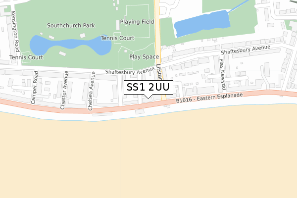 SS1 2UU map - large scale - OS Open Zoomstack (Ordnance Survey)