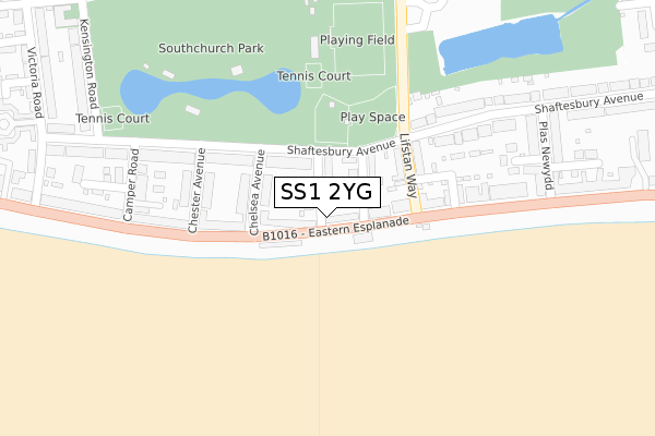 SS1 2YG map - large scale - OS Open Zoomstack (Ordnance Survey)