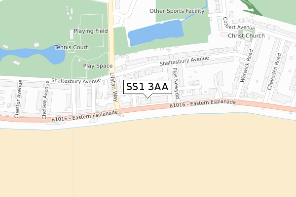 SS1 3AA map - large scale - OS Open Zoomstack (Ordnance Survey)