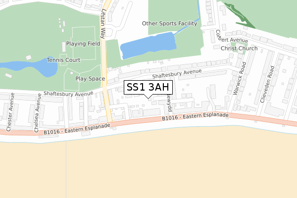 SS1 3AH map - large scale - OS Open Zoomstack (Ordnance Survey)