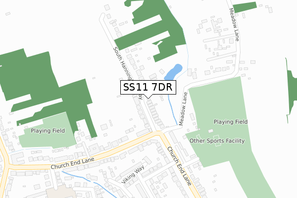 SS11 7DR map - large scale - OS Open Zoomstack (Ordnance Survey)