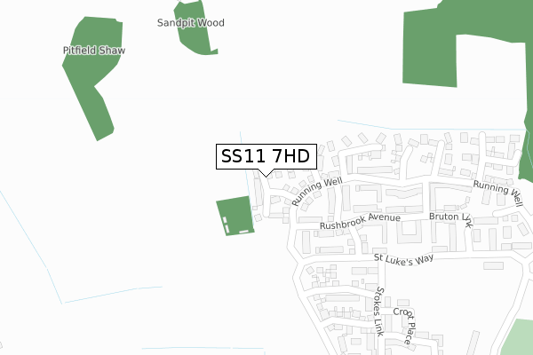 SS11 7HD map - large scale - OS Open Zoomstack (Ordnance Survey)