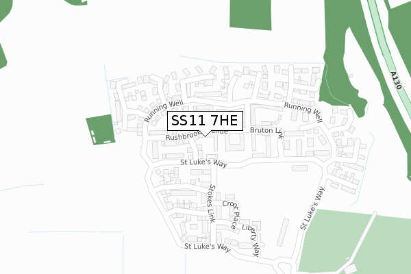 SS11 7HE map - large scale - OS Open Zoomstack (Ordnance Survey)