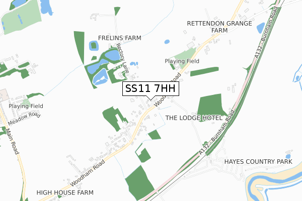 SS11 7HH map - small scale - OS Open Zoomstack (Ordnance Survey)