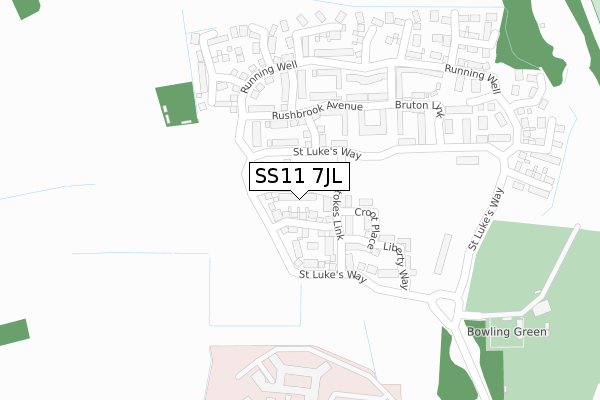 SS11 7JL map - large scale - OS Open Zoomstack (Ordnance Survey)