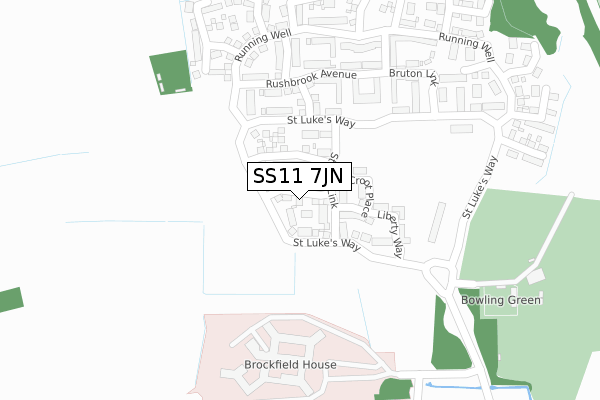 SS11 7JN map - large scale - OS Open Zoomstack (Ordnance Survey)
