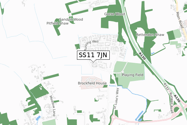 SS11 7JN map - small scale - OS Open Zoomstack (Ordnance Survey)