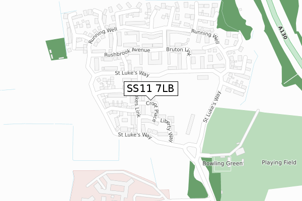SS11 7LB map - large scale - OS Open Zoomstack (Ordnance Survey)
