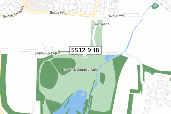 SS12 9HB map - large scale - OS Open Zoomstack (Ordnance Survey)