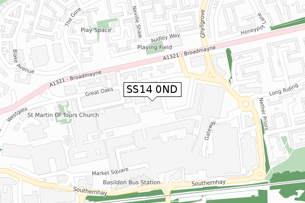 SS14 0ND map - large scale - OS Open Zoomstack (Ordnance Survey) SS14 0ND map - large scale - OS Open Zoomstack (Ordnance Survey)