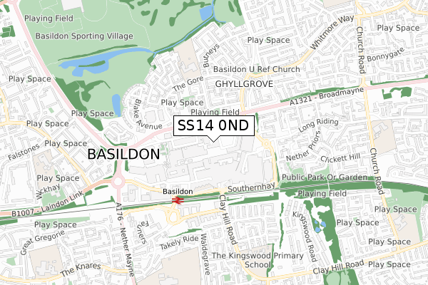 SS14 0ND map - small scale - OS Open Zoomstack (Ordnance Survey) SS14 0ND map - small scale - OS Open Zoomstack (Ordnance Survey)