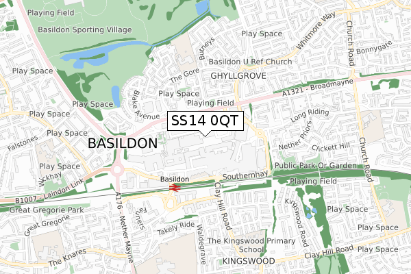 SS14 0QT map - small scale - OS Open Zoomstack (Ordnance Survey) SS14 0QT map - small scale - OS Open Zoomstack (Ordnance Survey)