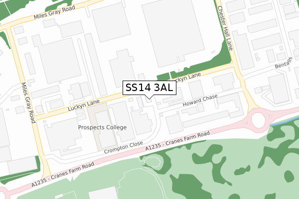 SS14 3AL map - large scale - OS Open Zoomstack (Ordnance Survey)