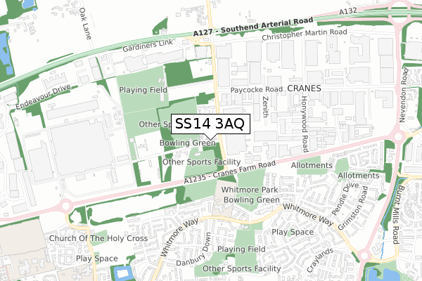 SS14 3AQ map - small scale - OS Open Zoomstack (Ordnance Survey)