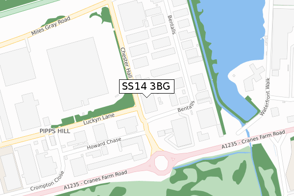 SS14 3BG map - large scale - OS Open Zoomstack (Ordnance Survey)